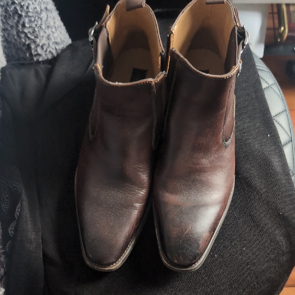 La Milano Italian Chelsea Boots Men Leather, Side Zipper SIZE 9.5